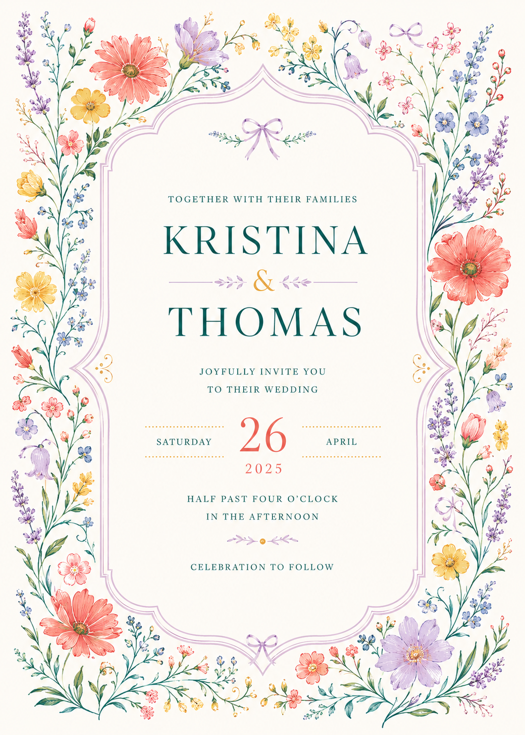 Wildflower Oval Frame Invitation